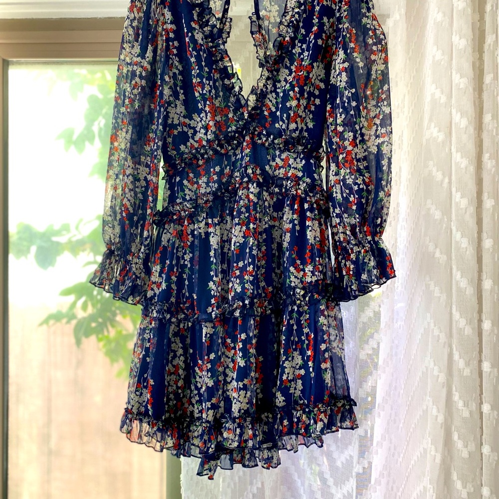 Navy Ruffle Babydoll Dress